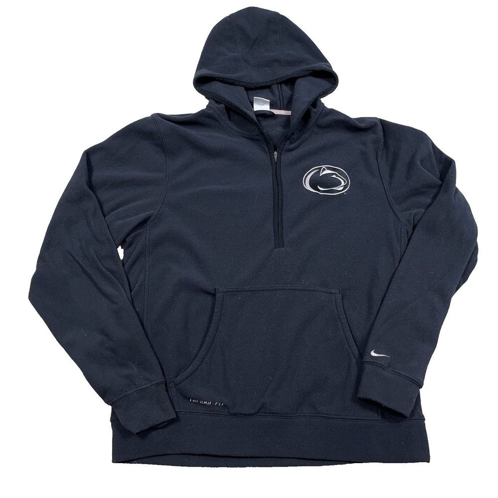 Penn State Nitty Lions Hoodie Men Small Black Fleece Nike Therma Dri Fit 1/4 Zip